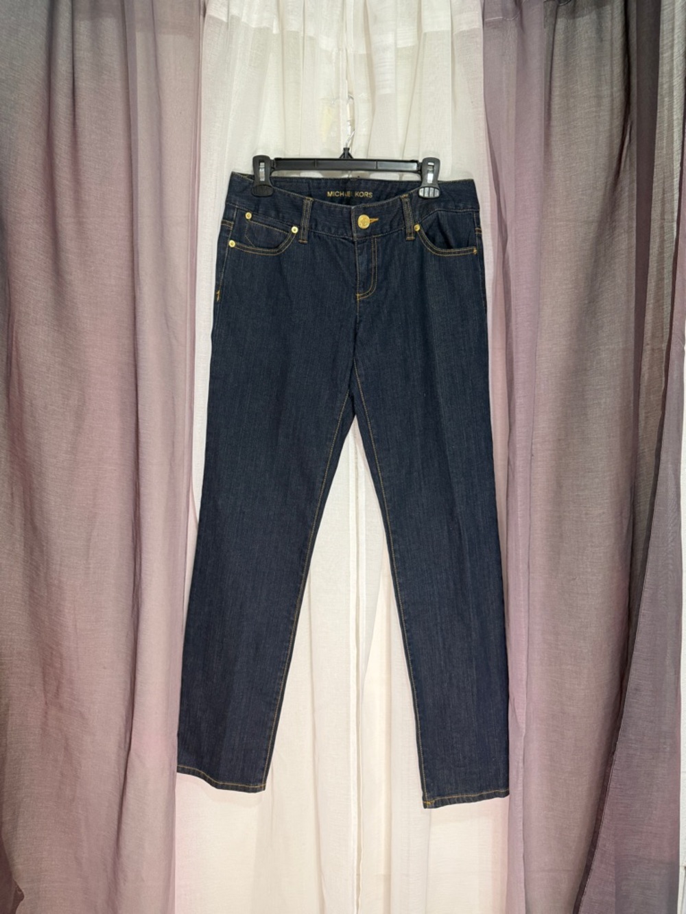 Michael Kors Dark Blue Jeans with Gold Hardware